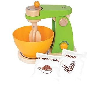 Educo Wooden Play Mixer with bowl, sugar and flour